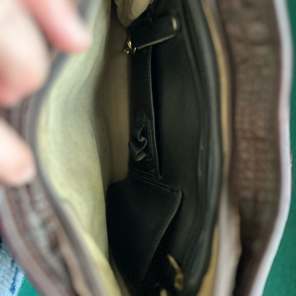 Brahmin Glossy Black and Textured Brown Shoulder Bag - Picture 9 of 15